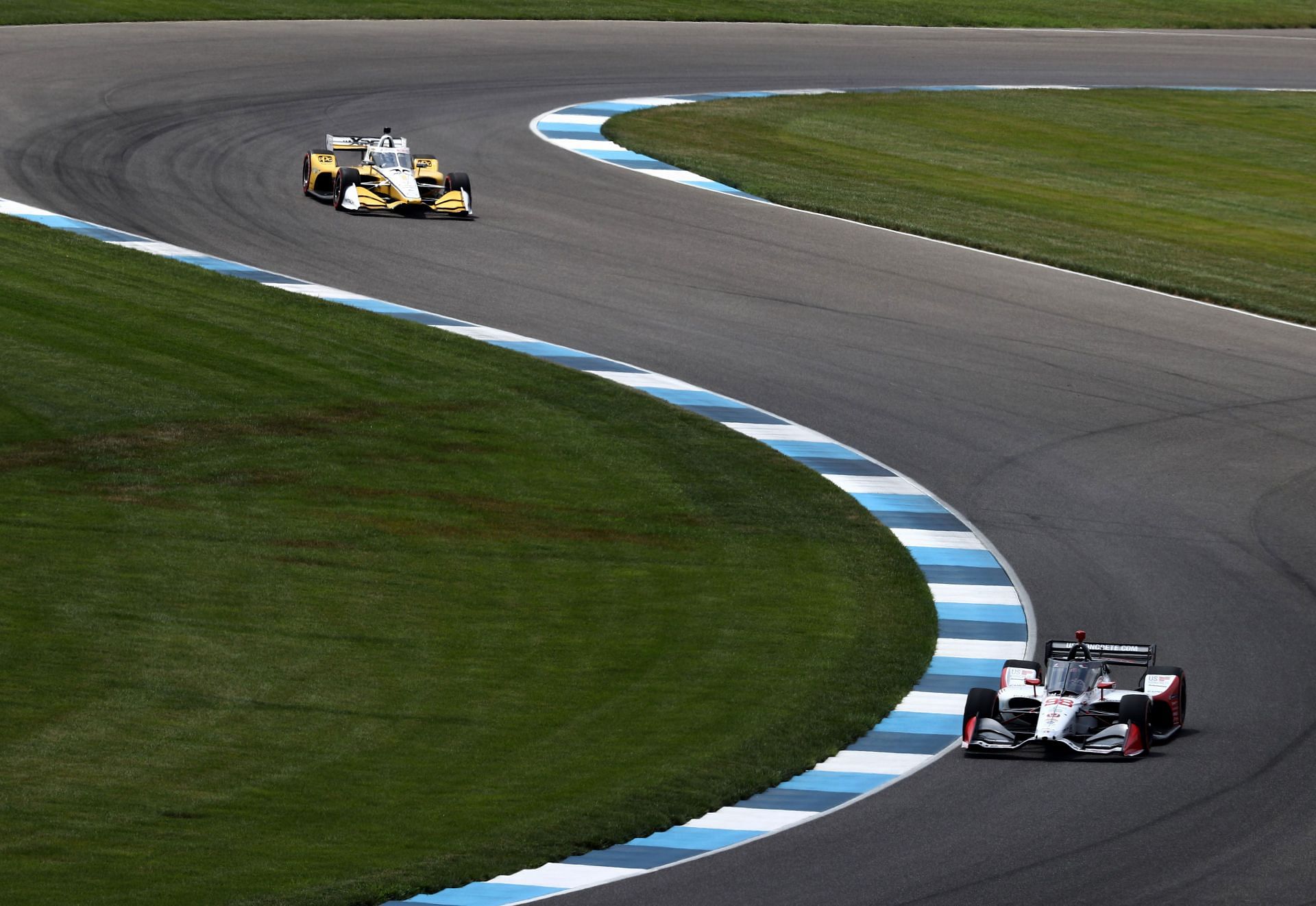 Josef Newgarden (L) and Marco Andretti (R) at the NTT IndyCar Series GMR Grand Prix - Source: Getty